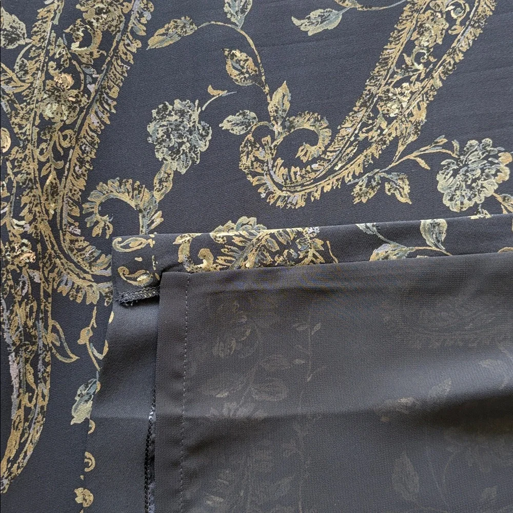 Talbots 100% Silk Long Skirt Lined Floral Paisley Blue size 12 Petite - Picture 8 of 10